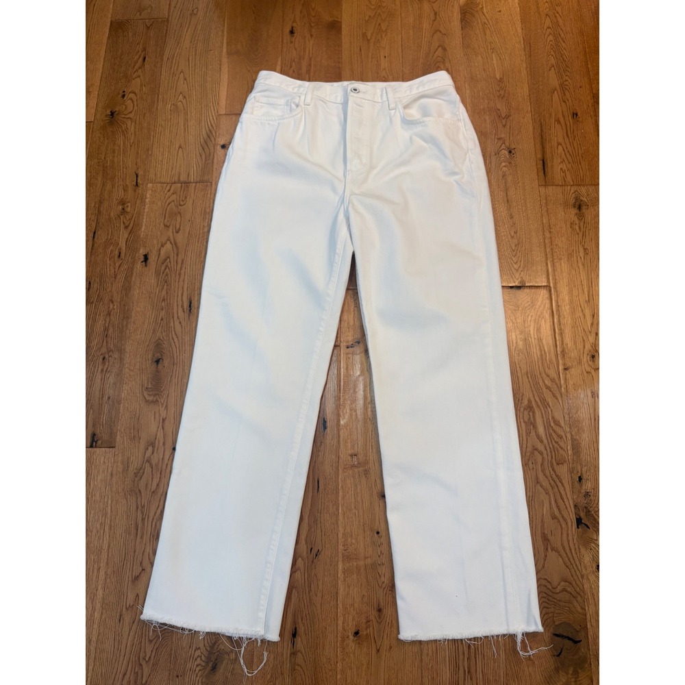 Favorite Daughter The Otto Whistler White Straight Leg Jeans Size 29 Raw Hem